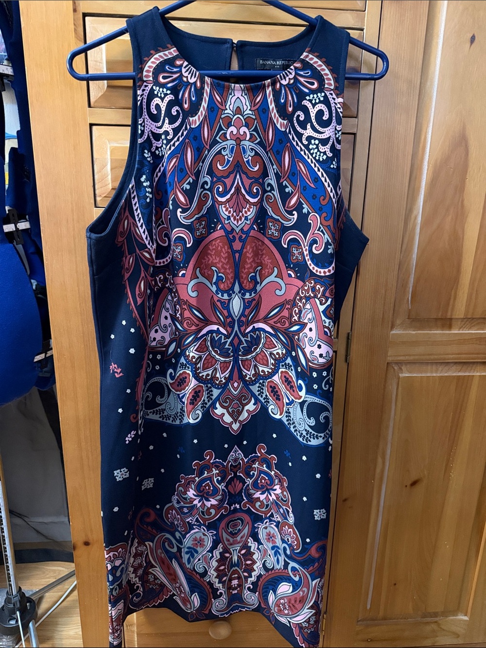 Banana Republic Navy Paisley Tank Dress with Pink and Coral Accents